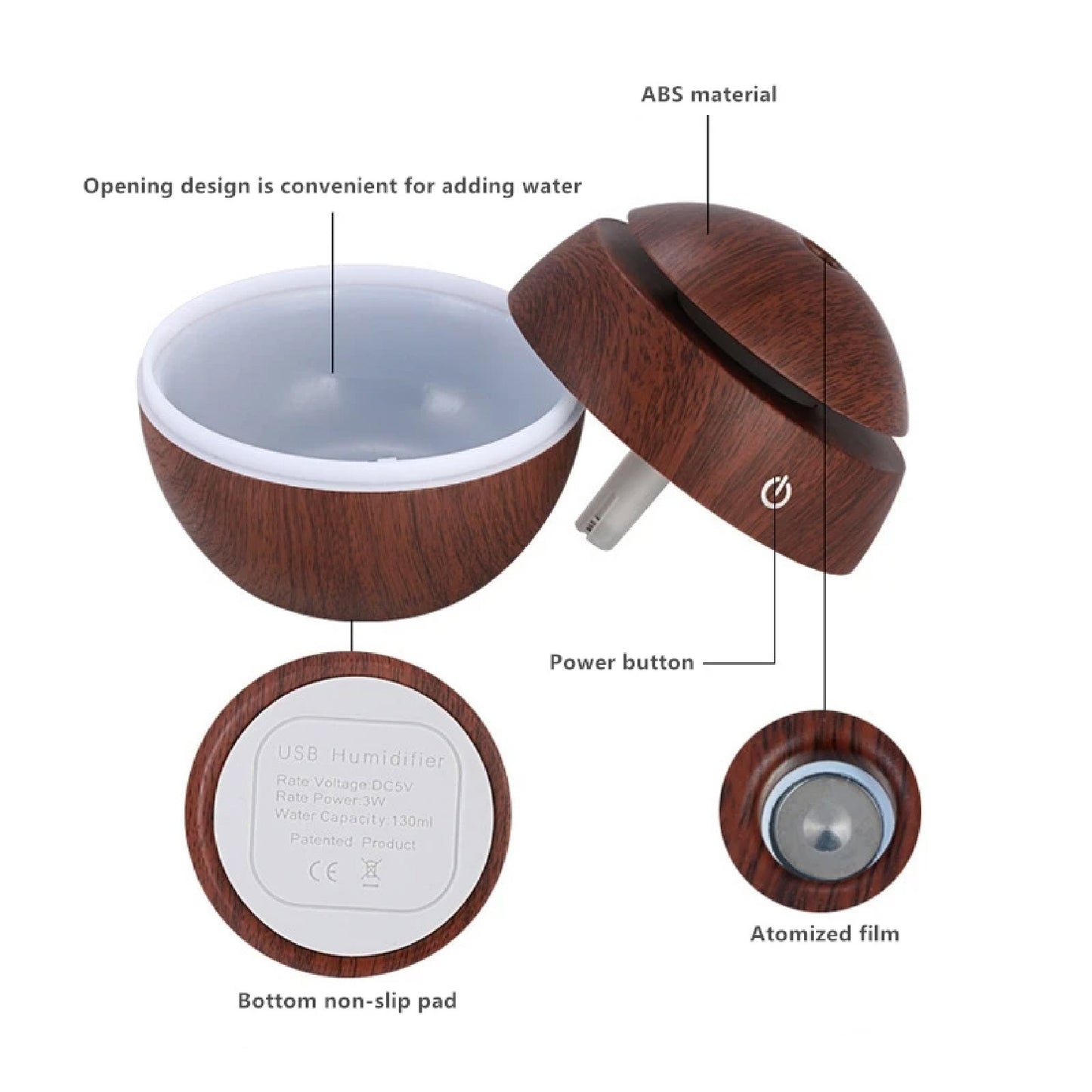Humidificador Difusor de Aromas Redondo LED