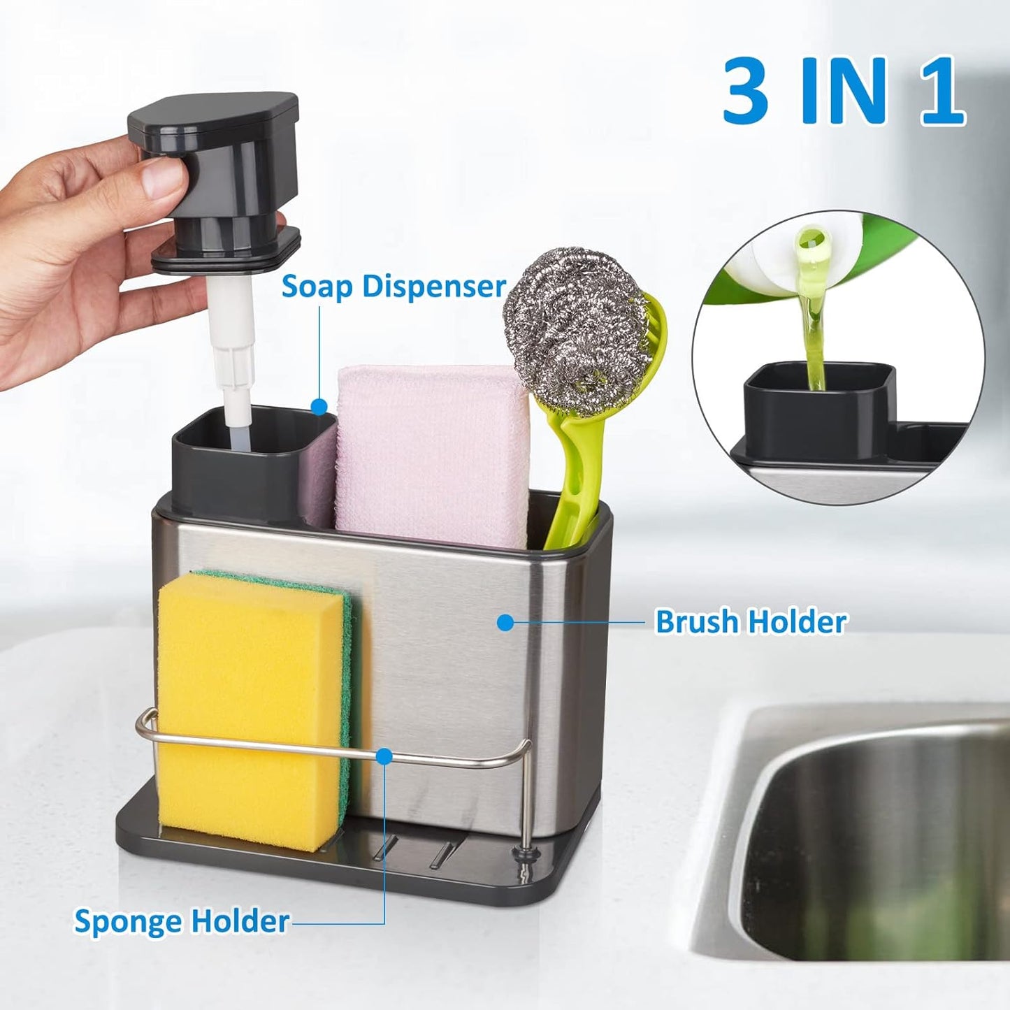 Dispensador de jabón 3 en 1